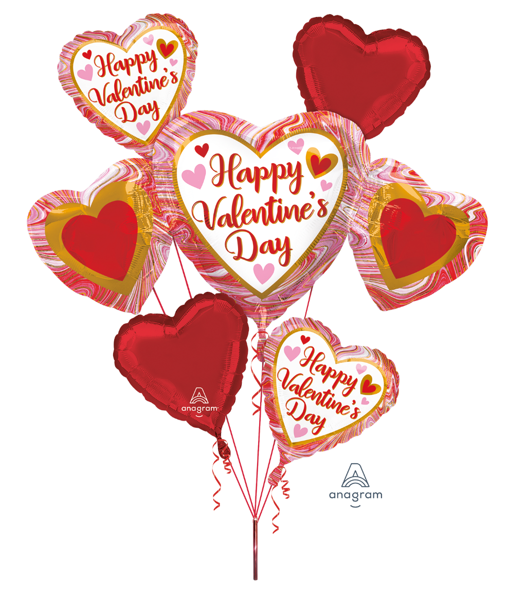 424268 Marbled Hearts Bouquet β Helium-Filled