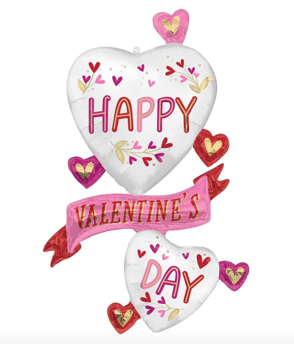 463988 Valentine Satin Botanical Traces 49" Helium Filled