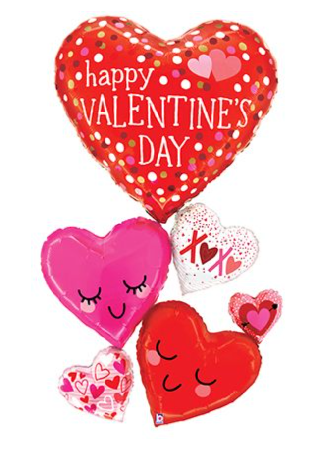 253211 Special Delivery Valentine Happy Hearts 58"-Helium Filled