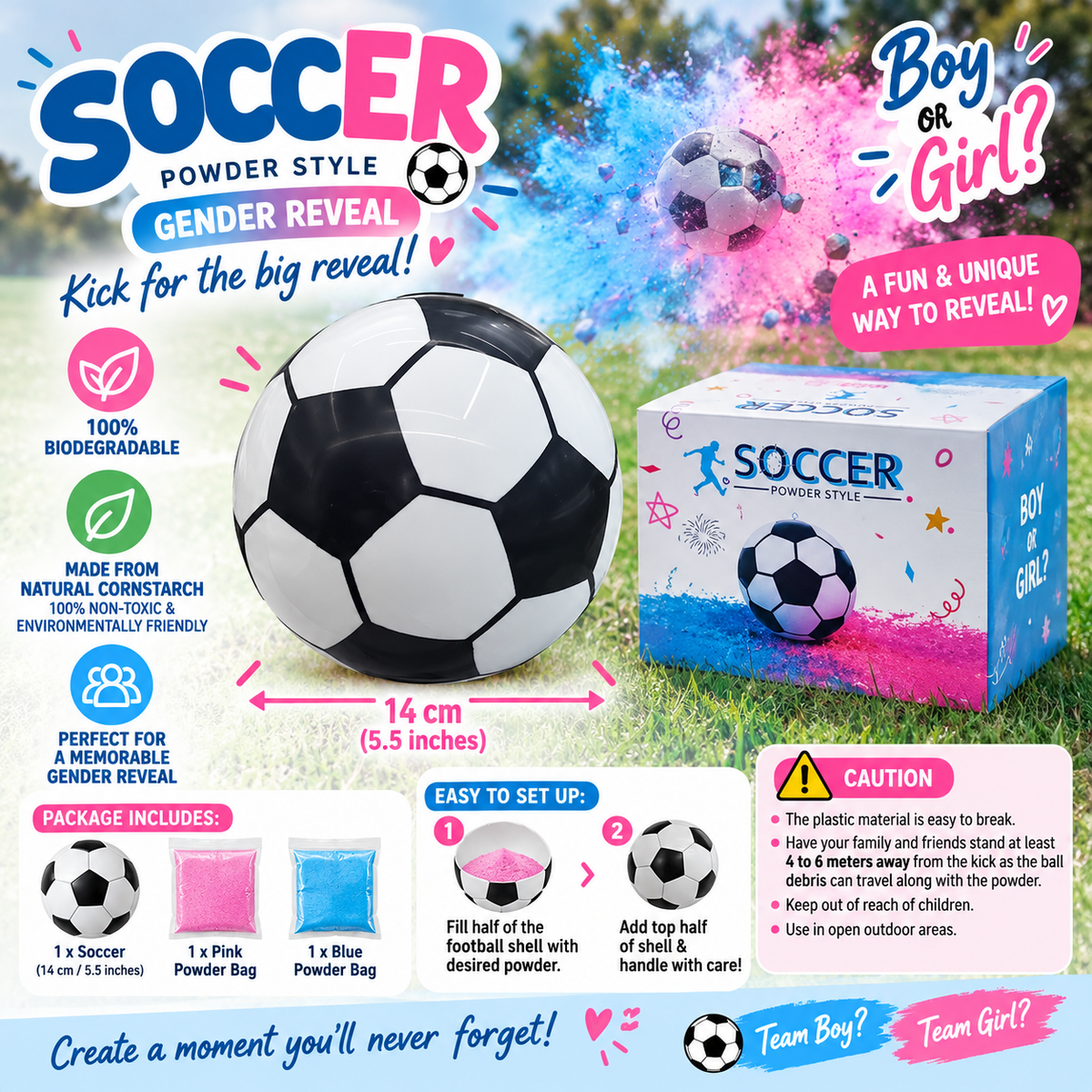 Soccer Gender Reveal Powder Ball β 5.5"- EVE1331