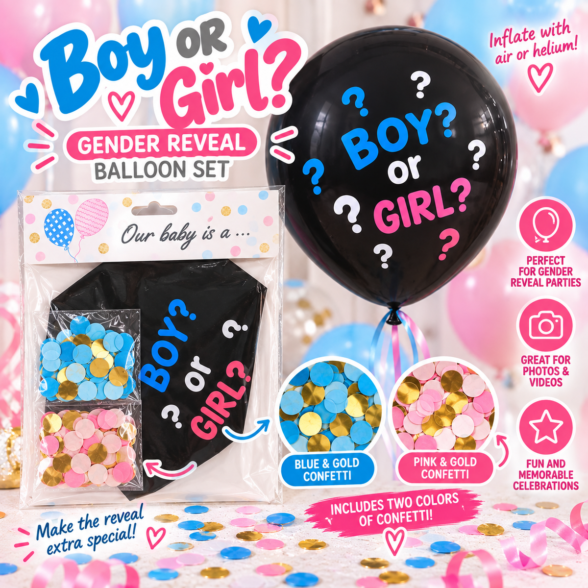 Boy or Girl? Gender Reveal Balloon Set- EVE1090