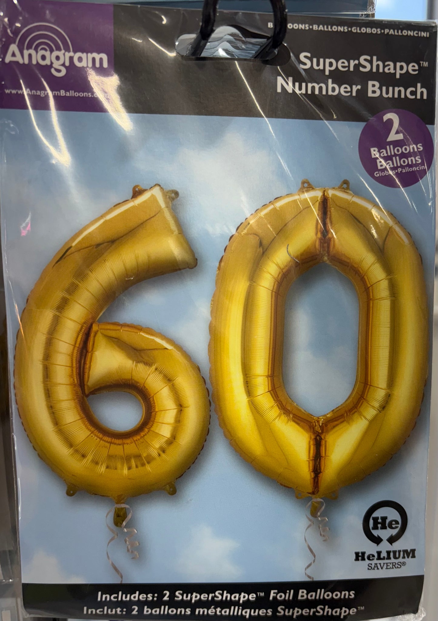 Anagram Number 60 Foil Balloon 34 Inch 1ct