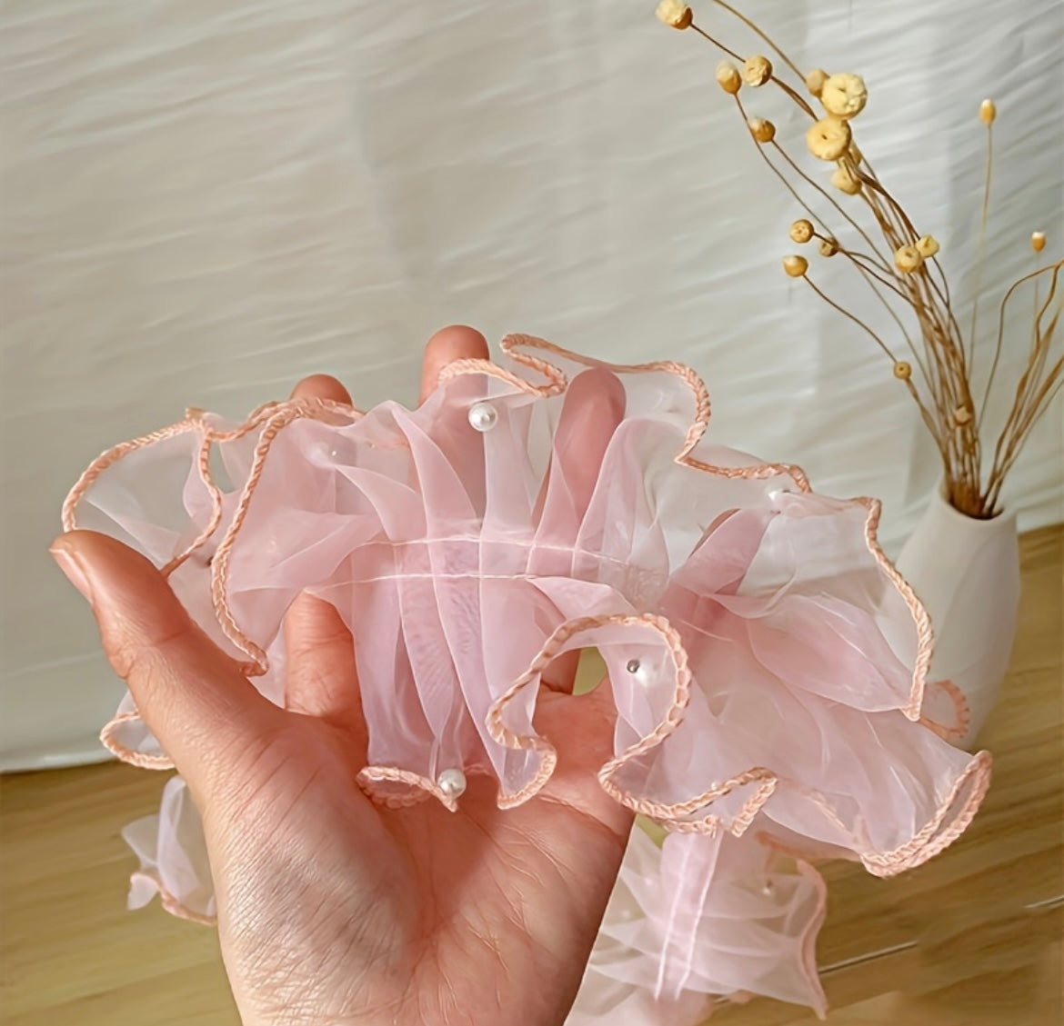 MA323 Flower Wrapping Mesh Yarn 11cm x 2M Peach