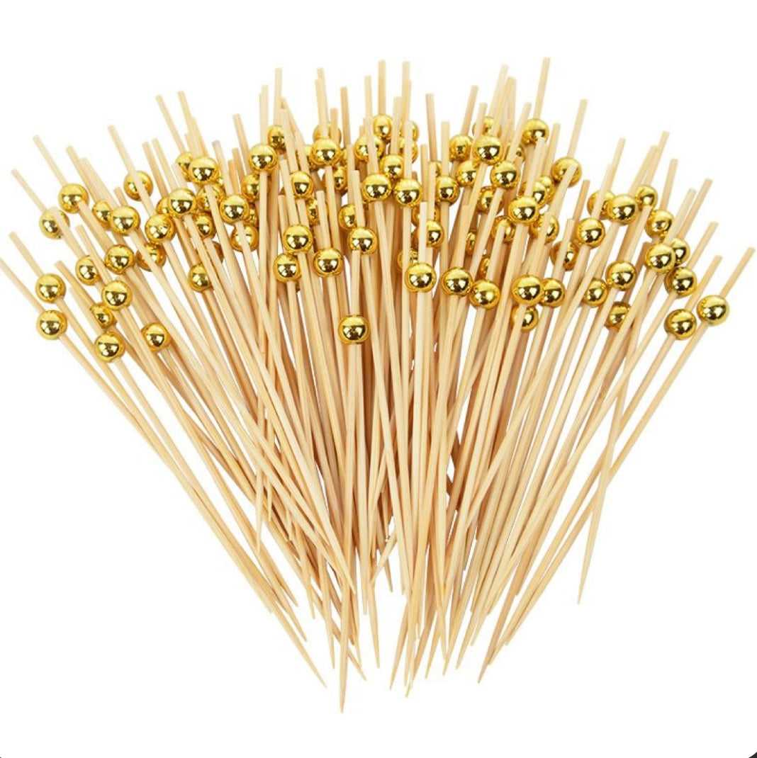 MA392 Pearl Bamboo Skewers for Appetizers 50Pcs