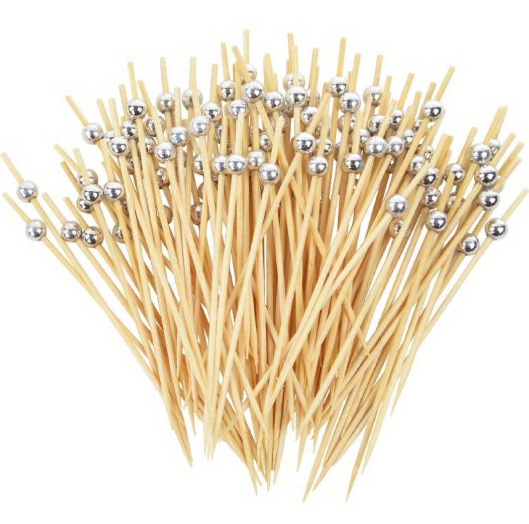 MA392 Pearl Bamboo Skewers for Appetizers 50Pcs