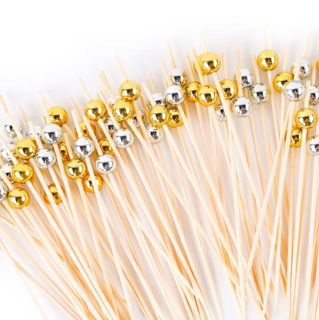 MA392 Pearl Bamboo Skewers for Appetizers 50Pcs