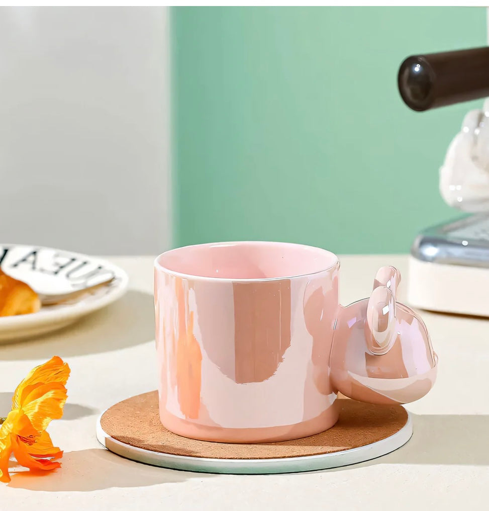 MA490 - Bear Head Pearl Glaze Ceramic Mug