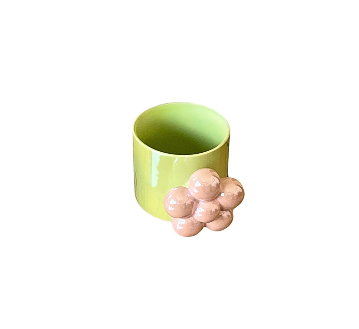 MA491 - Flower Handle Pearl Glaze Ceramic Mug