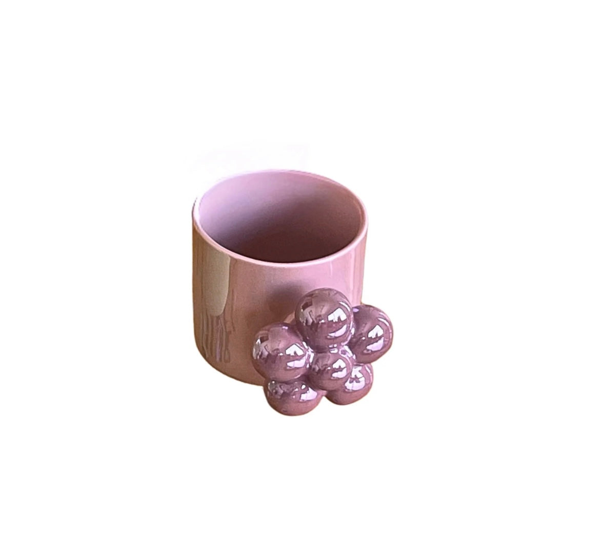 MA491 - Flower Handle Pearl Glaze Ceramic Mug