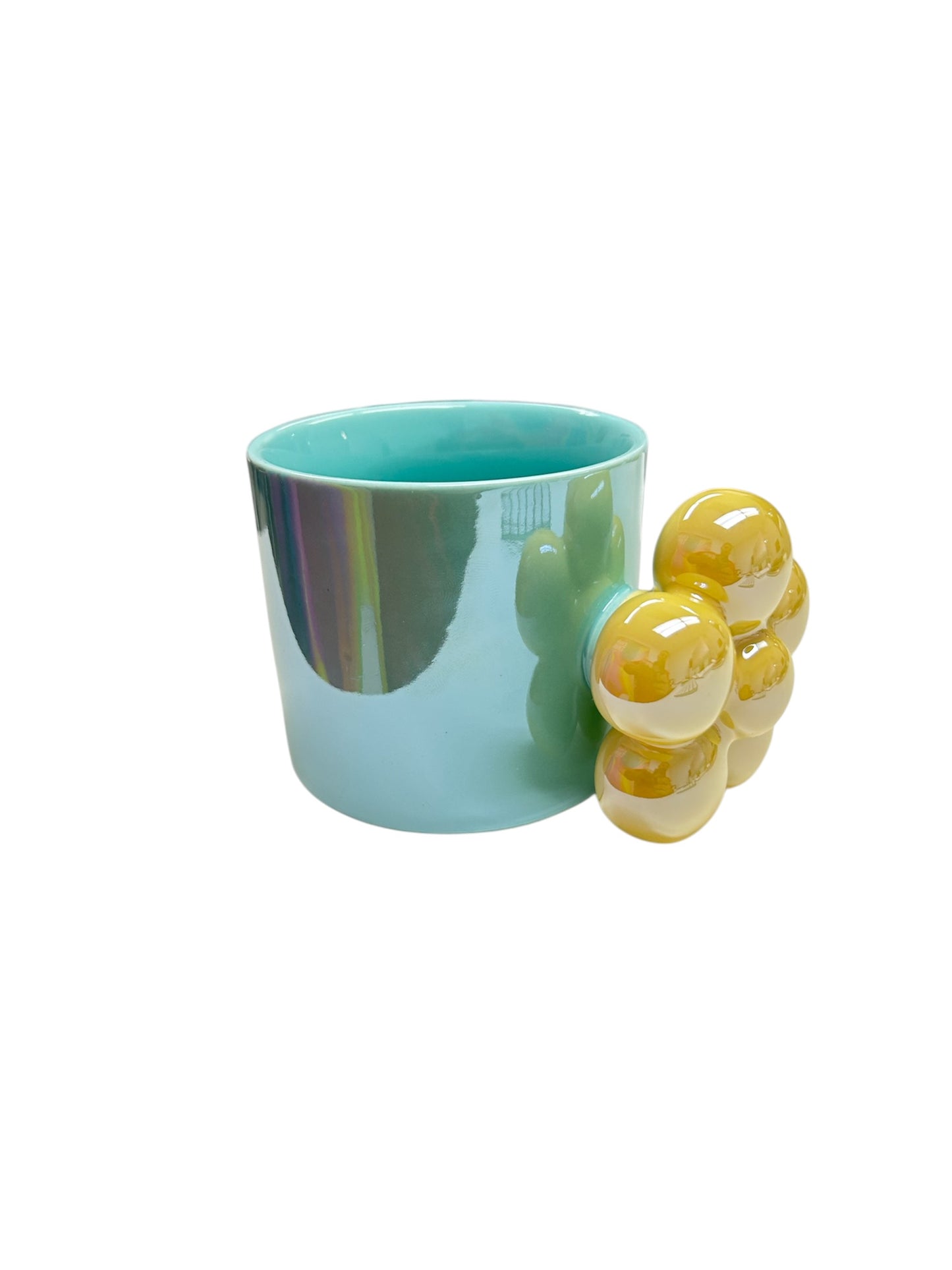 MA491 - Flower Handle Pearl Glaze Ceramic Mug