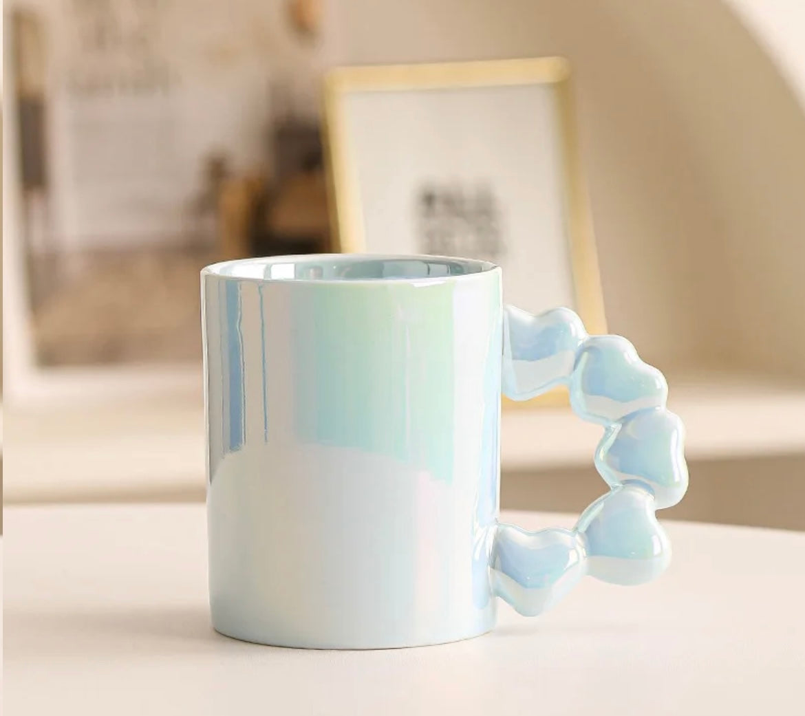 MA494 - Pearl Glaze Ceramic Mug with Heart-Shaped Handle