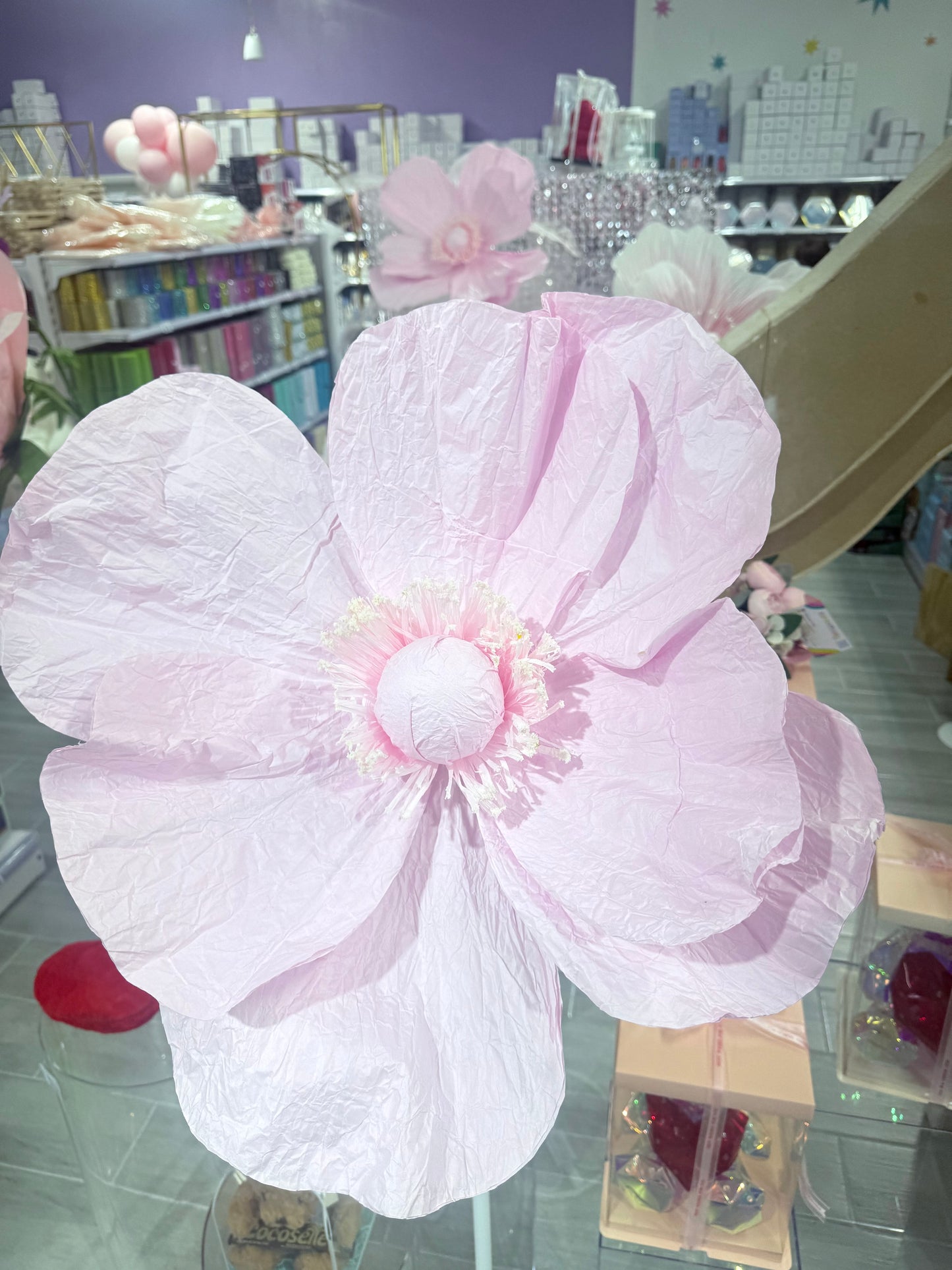 MA576 - Giant Pink Paper Flower – Realistic Flower Design, 70" H