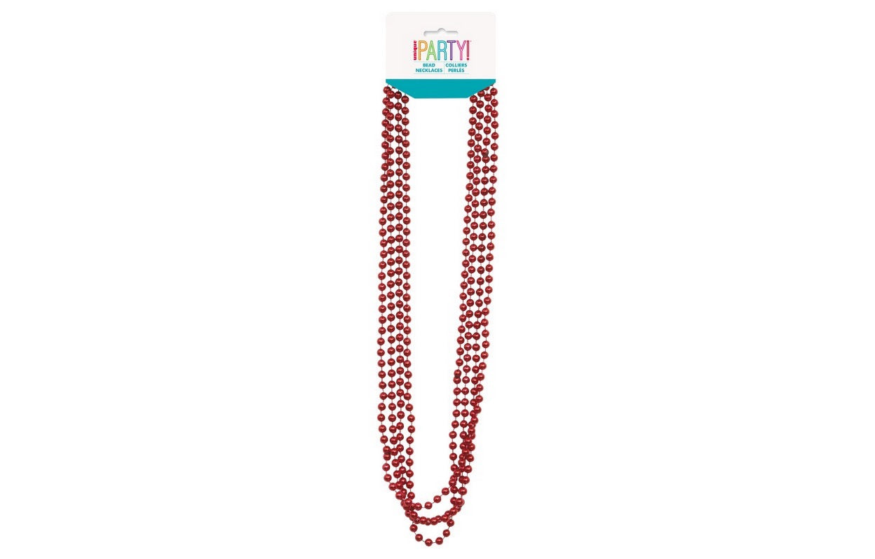 Red Metallic Necklaces 32 Inch 4ct