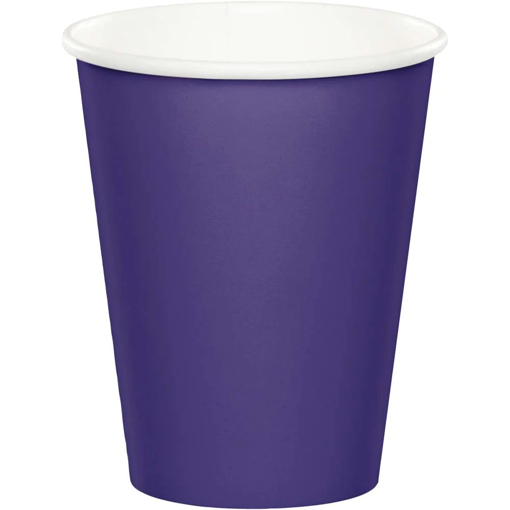 Neon Purple Solid 9oz Paper Cups 8ct