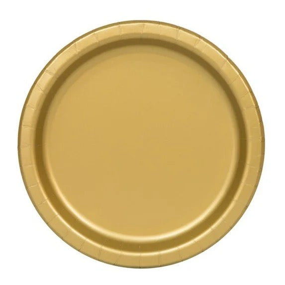 Gold Solid Round 9" Plates 8ct