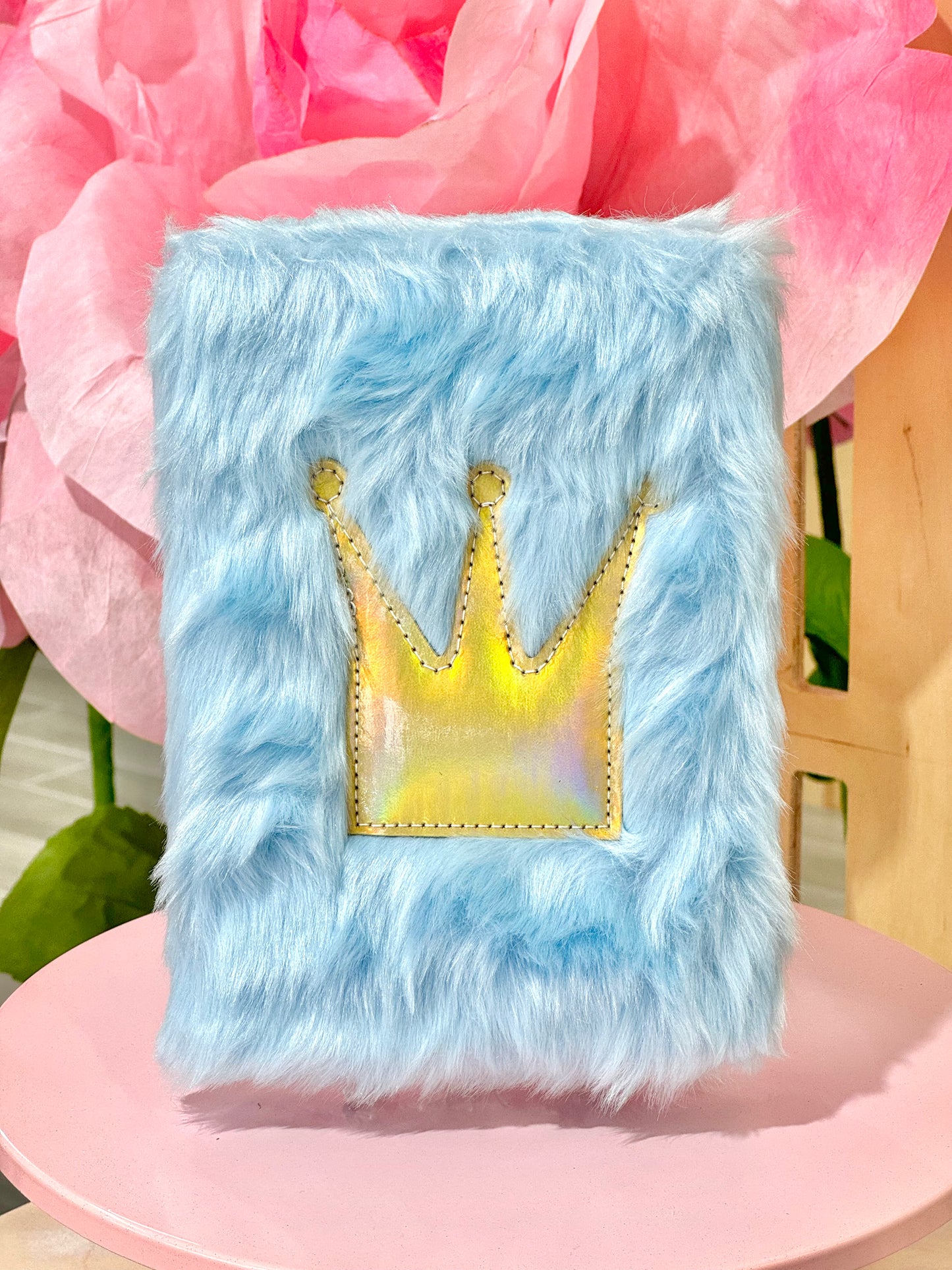 MA066 Fluffy Fur Crown Notebook - Blue
