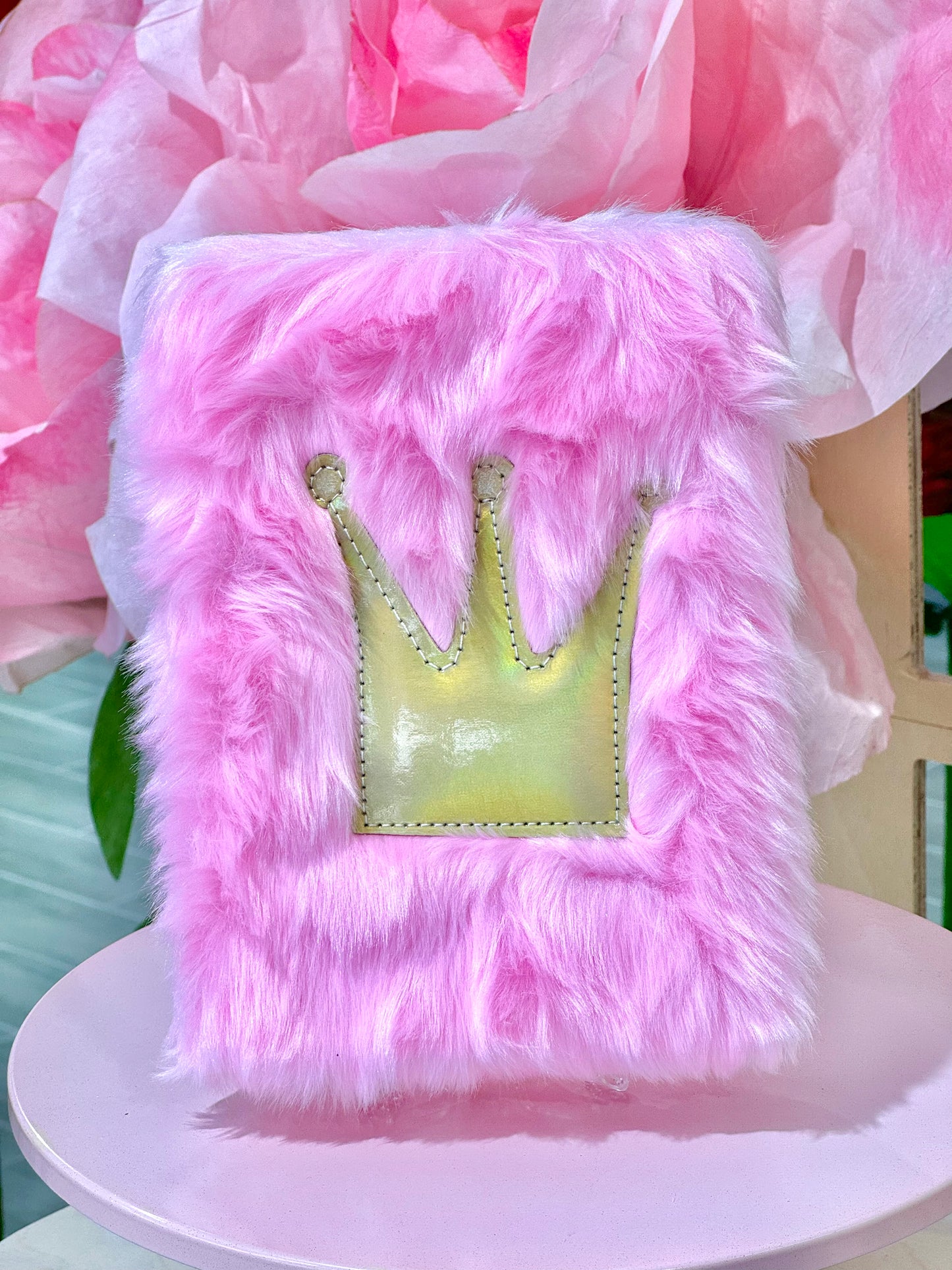 MA066 Fluffy Fur Crown Notebook - Blue