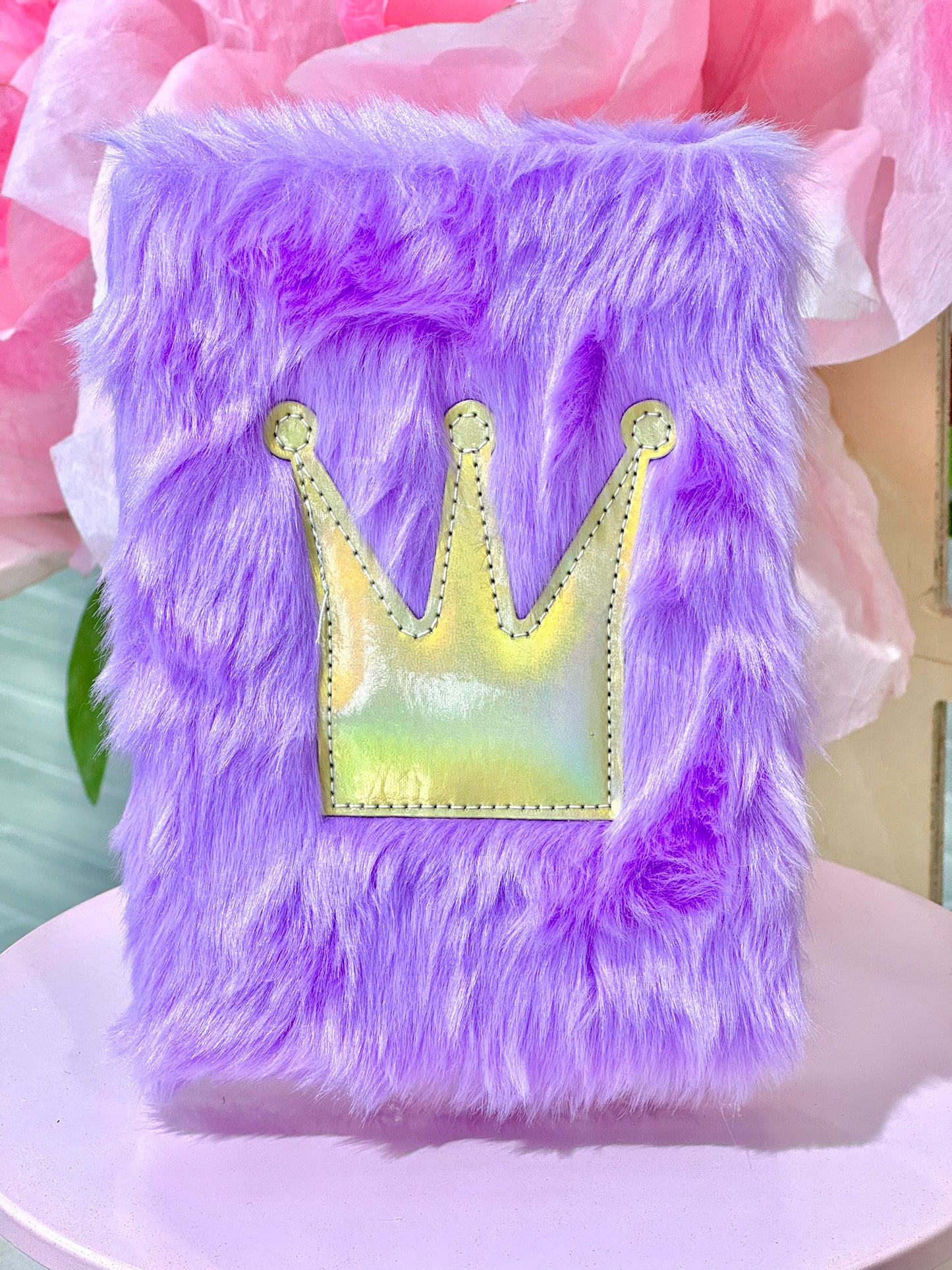 MA066 Fluffy Fur Crown Notebook - Blue