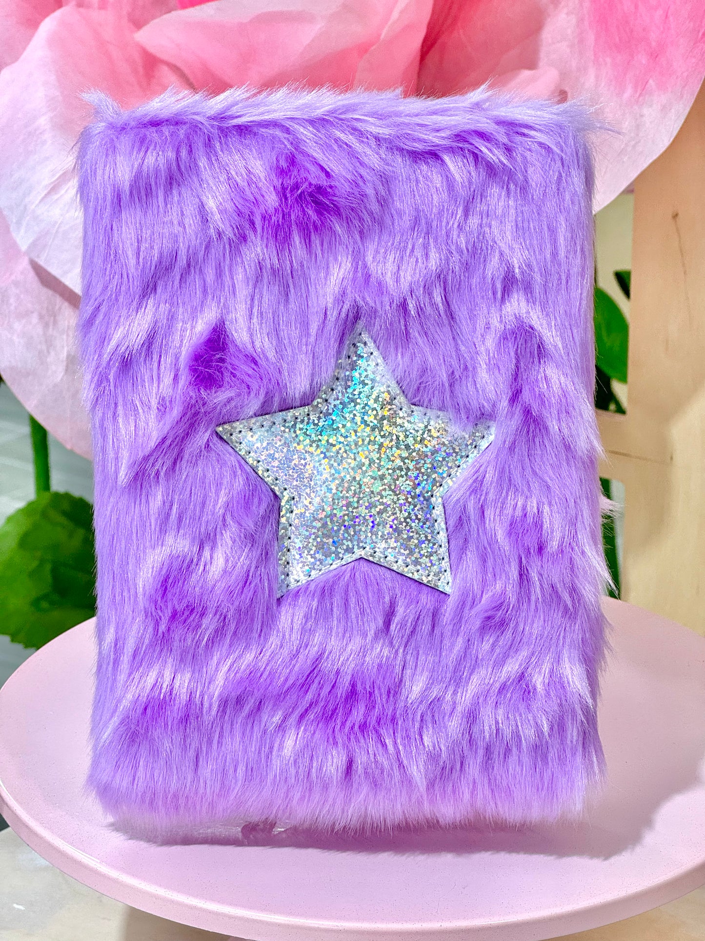 MA067 Fluffy Star Crown Notebook - Purple
