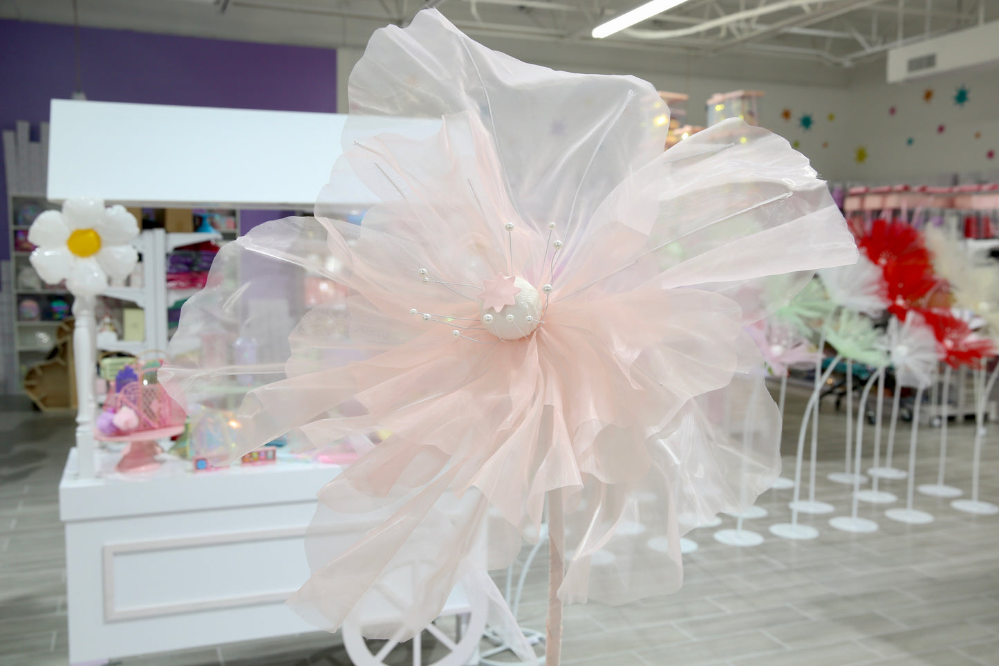 MA114-3 Big Peach Pastel Tulle Flower 70CM