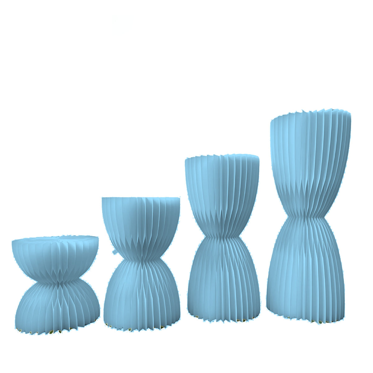 Honeycomb Paper Hourglass Pedestal 23.6" H, Light Blue