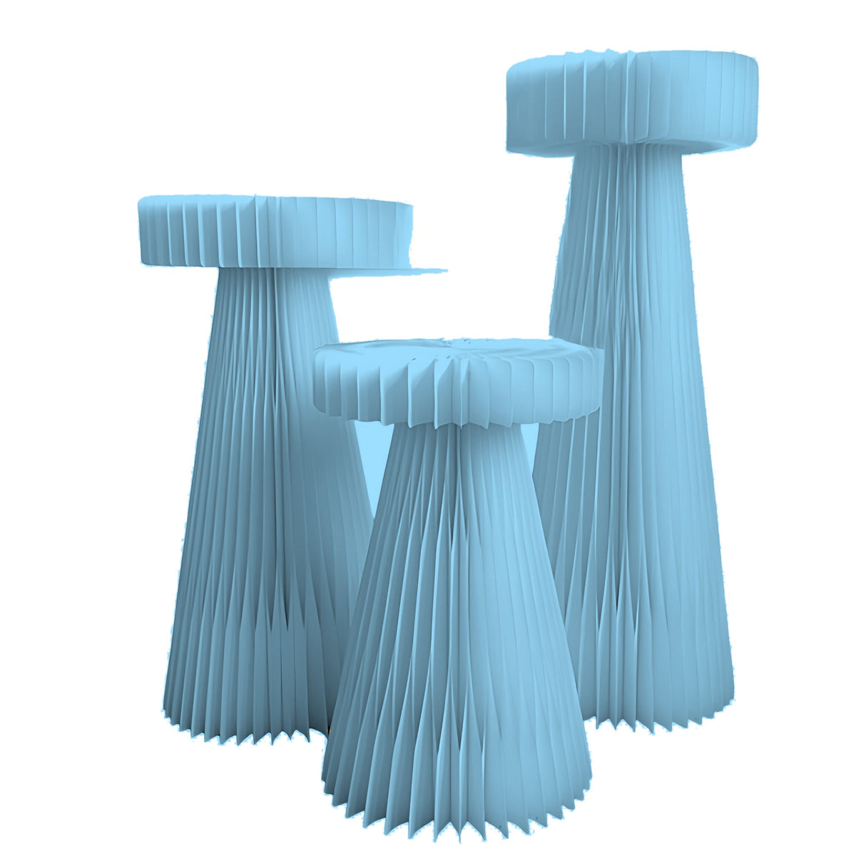 Honeycomb Paper Round Pedestal 31.5" H, Light Blue