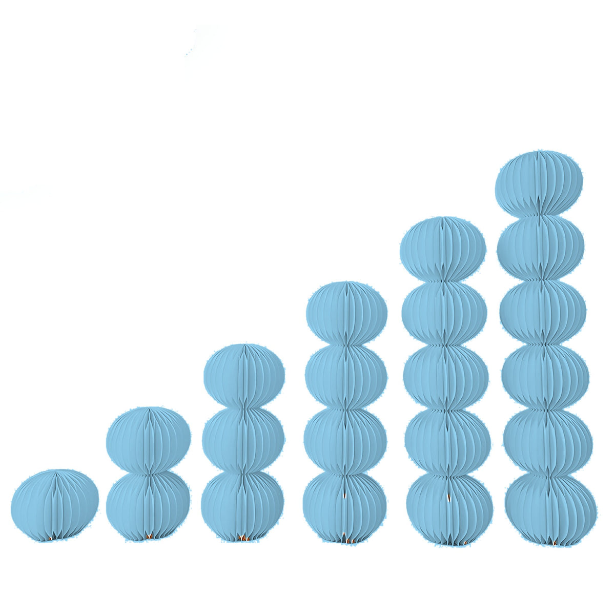Honeycomb Paper Stacked Sphere Column 7.9" H, Light Blue