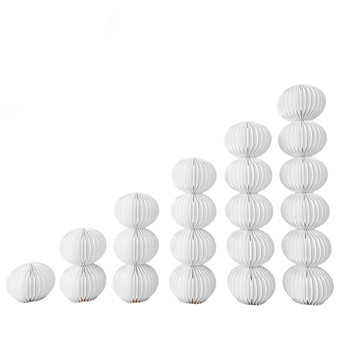 Honeycomb Paper Stacked Sphere Column 15.7" H, White
