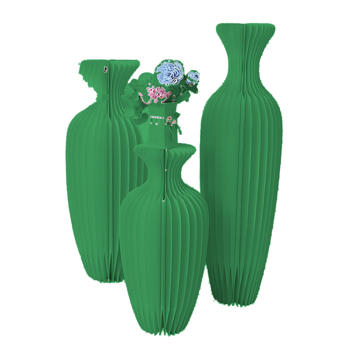 Honeycomb Paper Vase Pedestal 23.6" H, Green