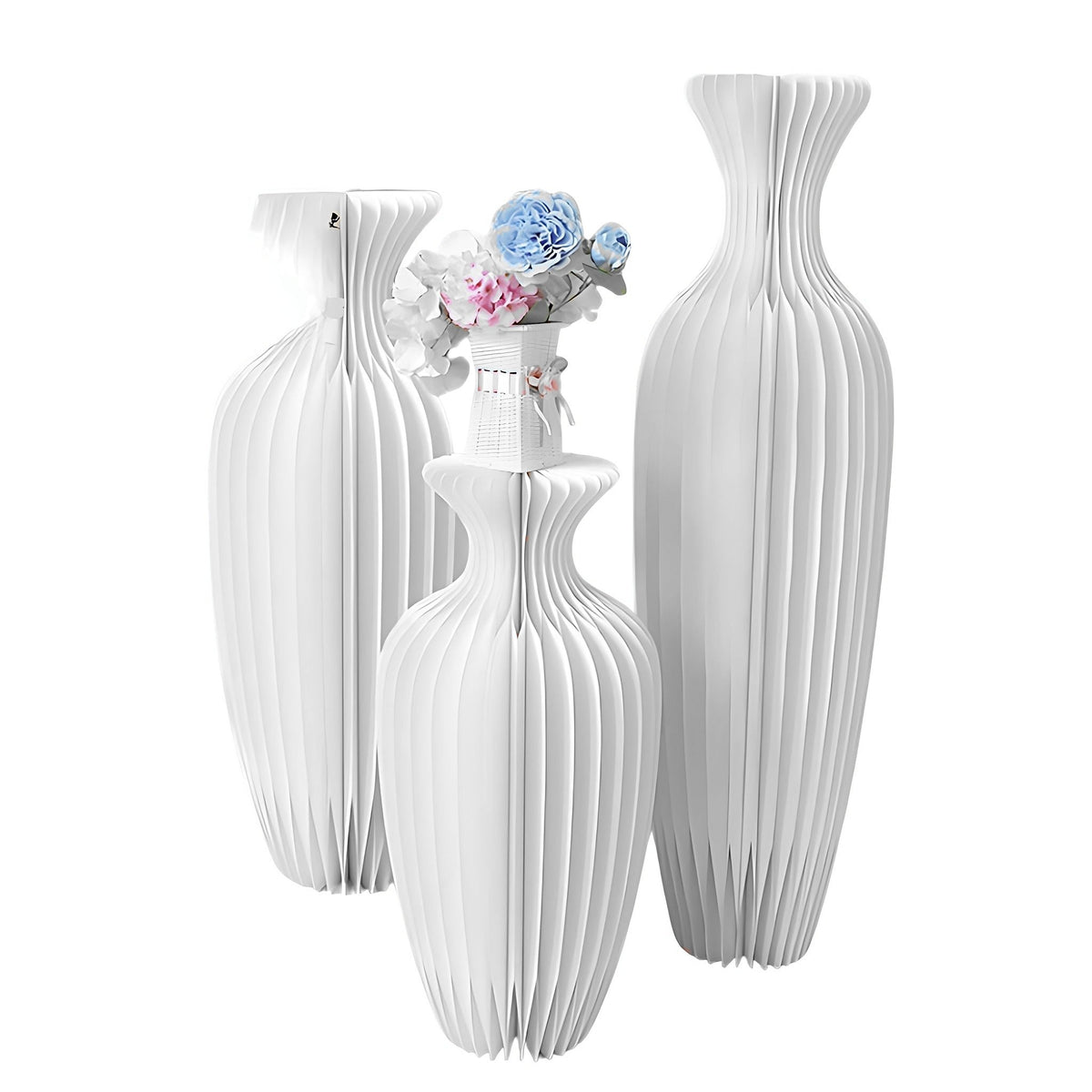 Honeycomb Paper Vase Pedestal 31.5" H, White