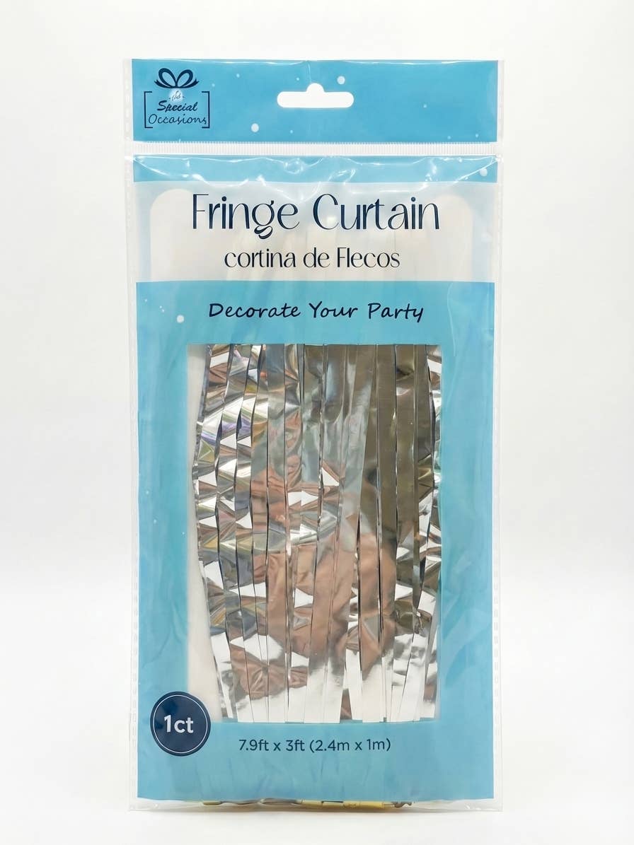 Metallic Fringe Curtain Backdrop – 7.9 ft × 3 ft | 8 Colors