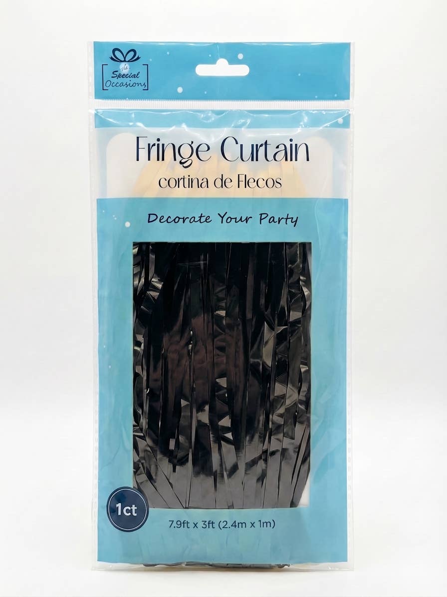 Metallic Fringe Curtain Backdrop – 7.9 ft × 3 ft | 8 Colors
