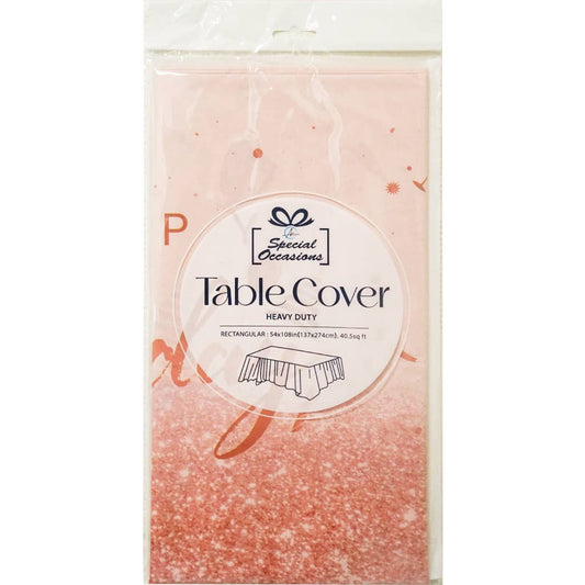 Happy Birthday Table Cover – Pink, 54" x 108" (137 x 274cm)
