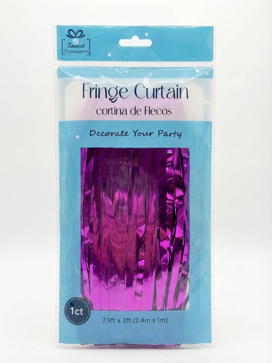 Metallic Fringe Curtain Backdrop – 7.9 ft × 3 ft | 8 Colors