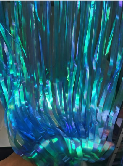 Holographic Foil Door Curtain – Red, Blue & Green | 7 ft x 3 ft - EVE1036