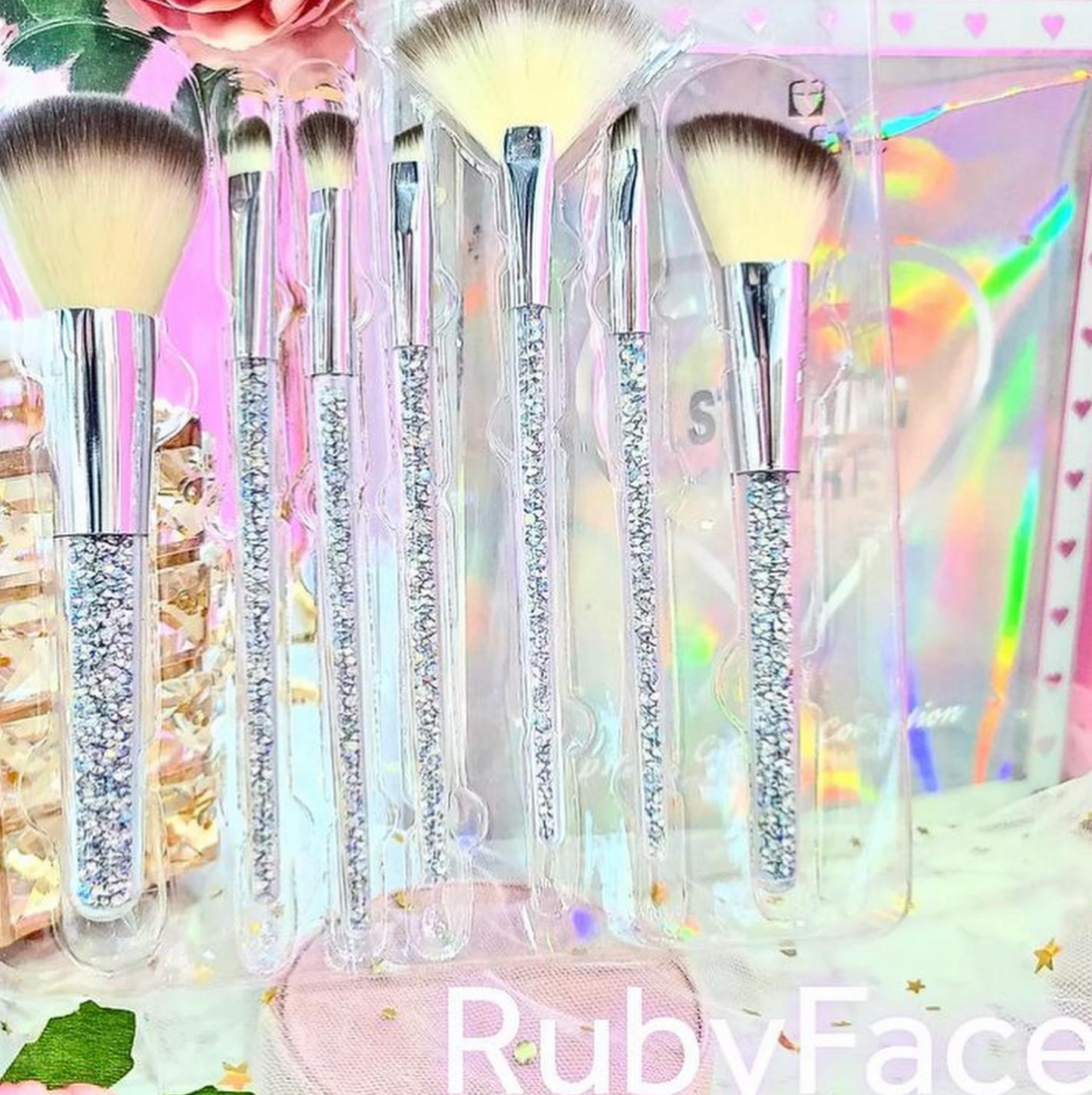 SJ07 Glitter Makeup Brushes Set x 7 Pcs