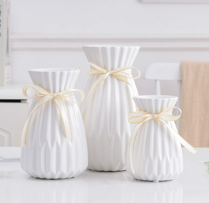 MA240-3 Small White Bow Vase