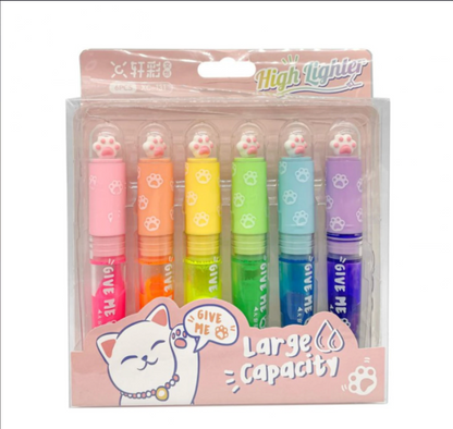 XC-131 Cat Paw Neon Highlighter x 6Pcs