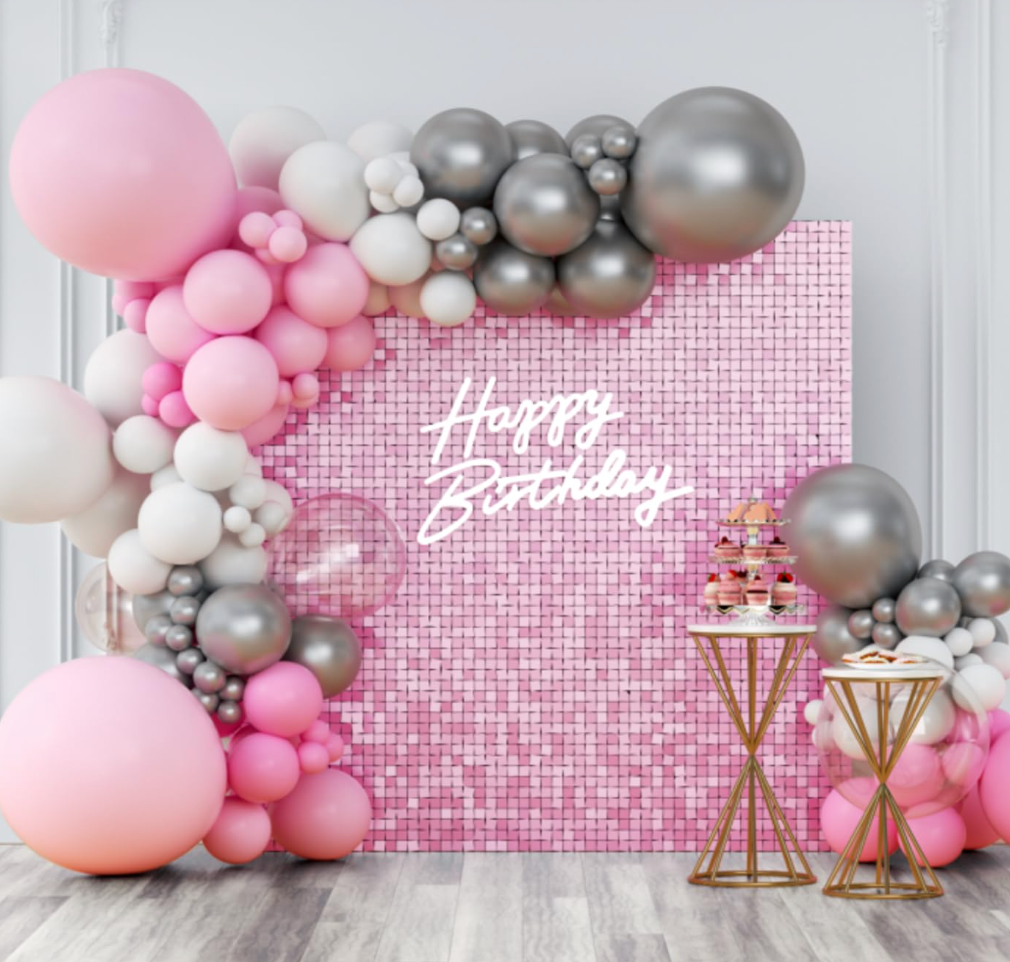 MA342-2 Pink Square Sequin Shimmer Wall Panel