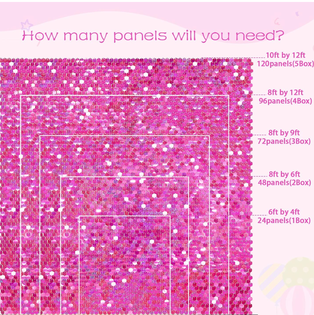 MA344-3 Hexagonal Square Shiny Sequin Wall Panel