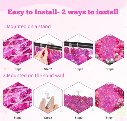 MA344-2 Pink Hexagonal Shiny Sequin Wall Panel