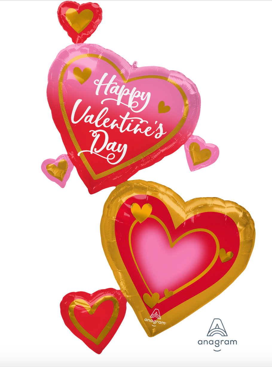 423398 Big Valentine Hearts 58"- Helium Filled
