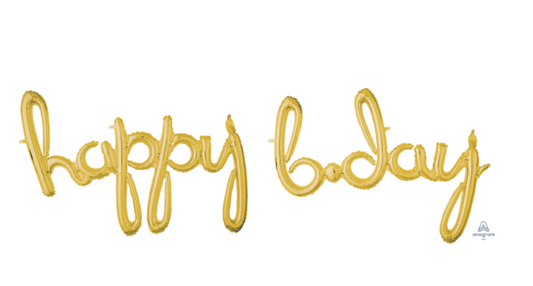 70" Happy B'day Script In Gold Anagram