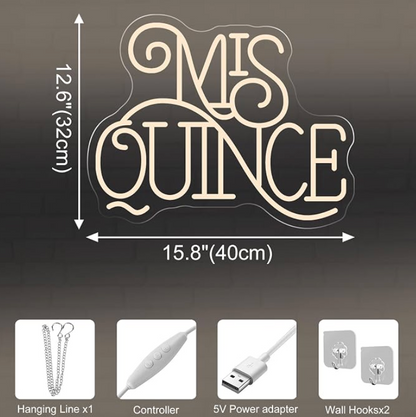 Mis quince warm white LED neon sign