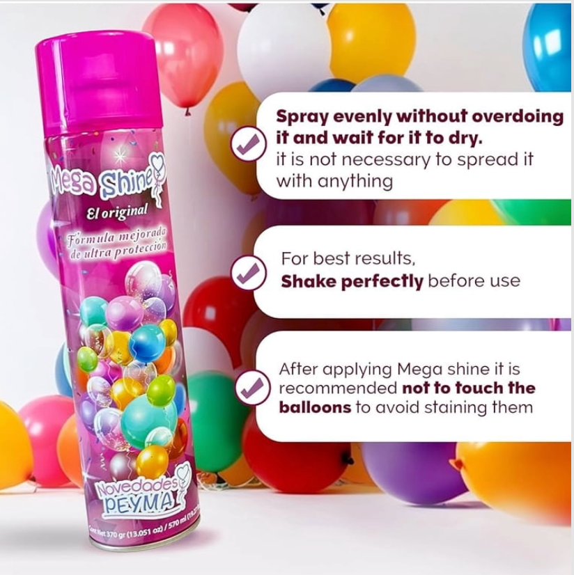 Mega Shine Balloon Shine Spray 570ml – Silicone-Based Balloon Polish
