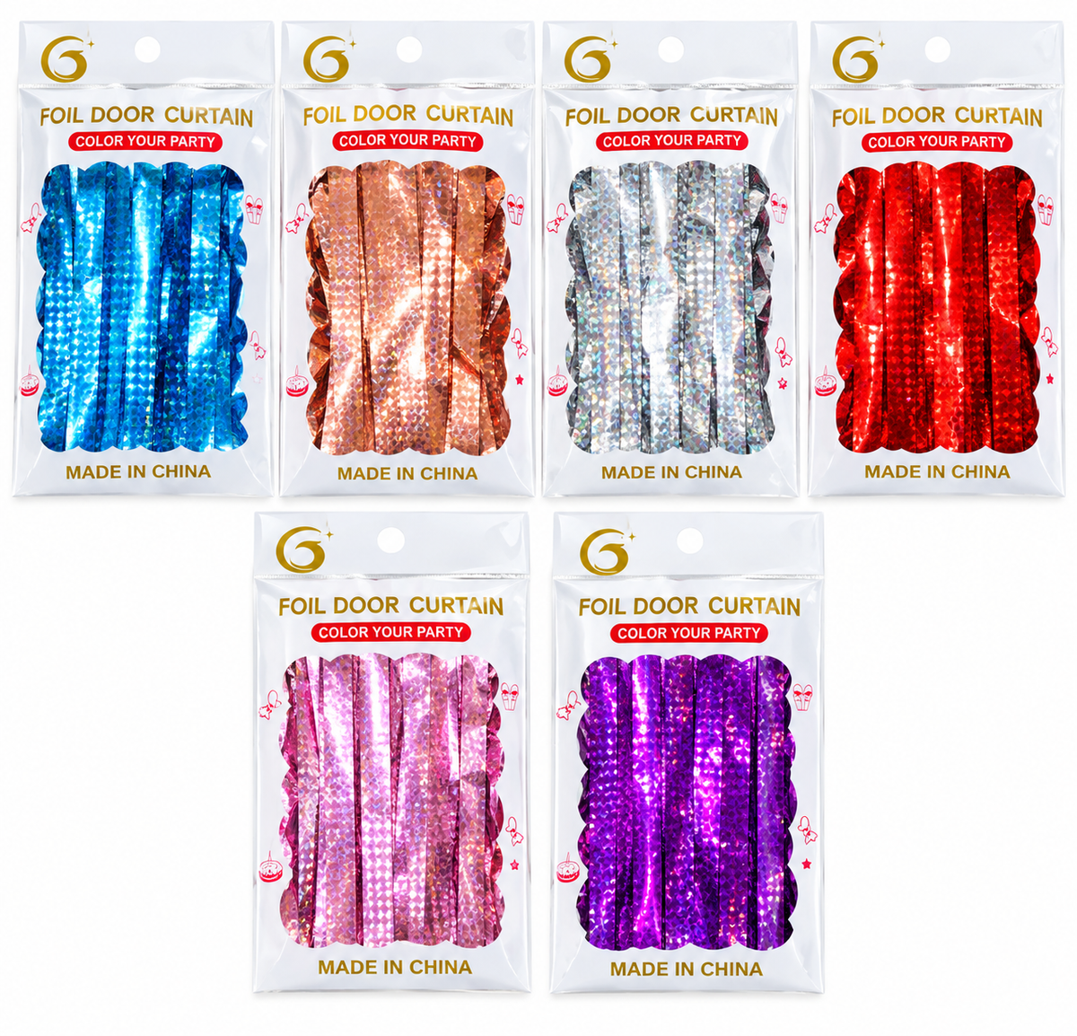 Shiny Foil Door Curtain – 6 Assorted Colors | Sold Individually - EVE1038