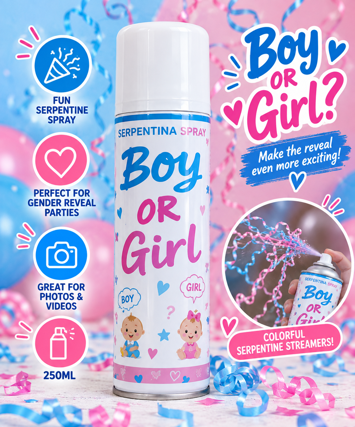 Gender Reveal Serpentine Spray – 250ml - EVE1335