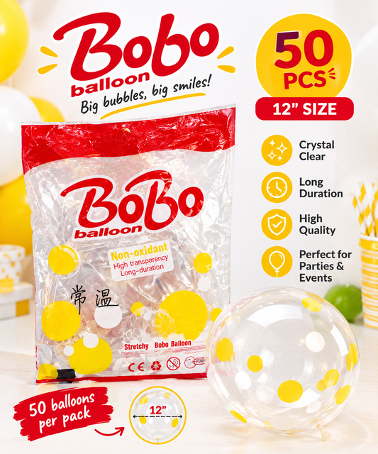 12" Clear Bobo Balloons – 50 Pack |- EVE042-1