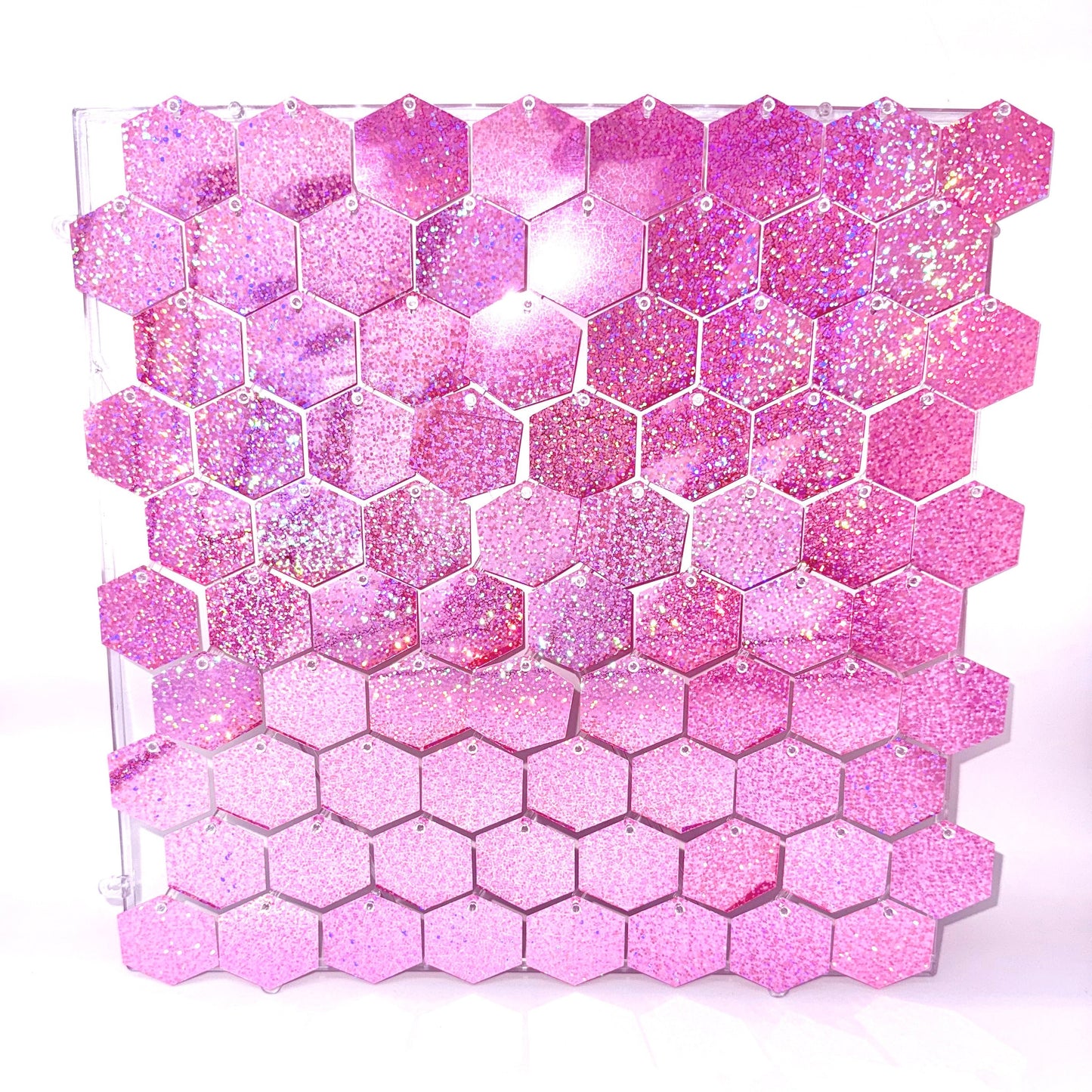 MA344-2 Pink Hexagonal Shiny Sequin Wall Panel