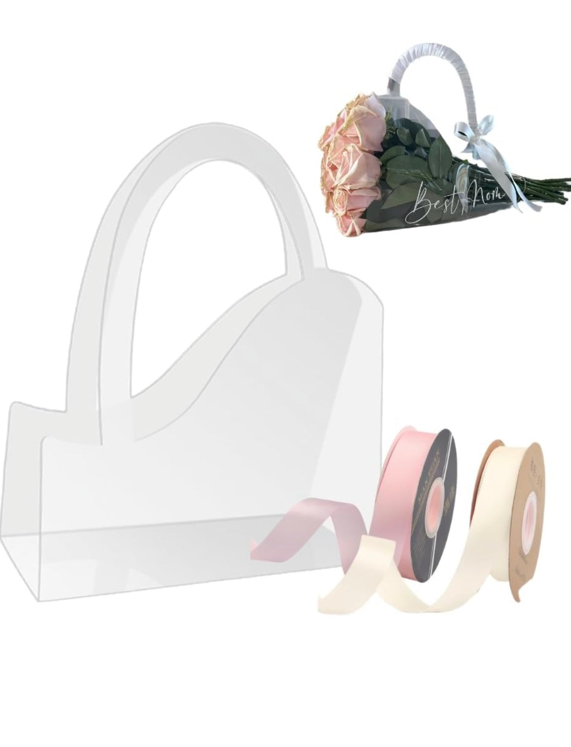 MA354 Clear Floral Gift Bag With Handle